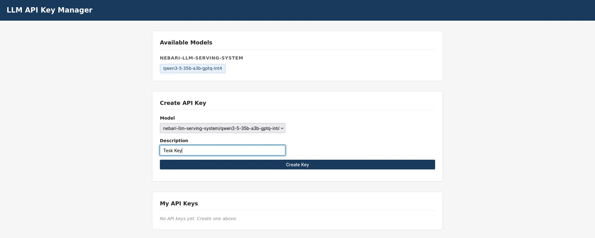 Key-manager model picker